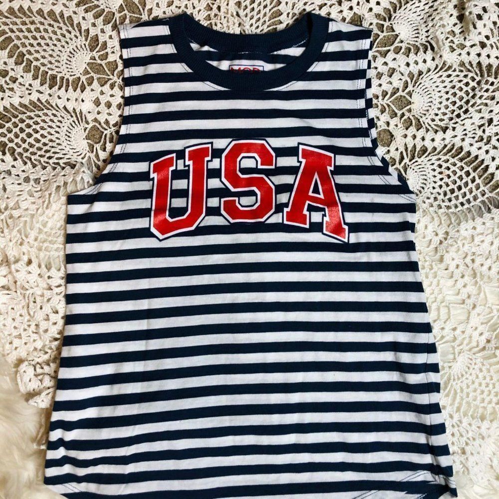 Modern Lux USA 4th of July‎ Striped Tank Top